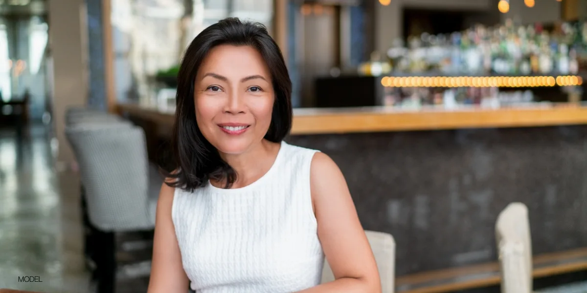 middle aged brunette with laser skin resurfacing